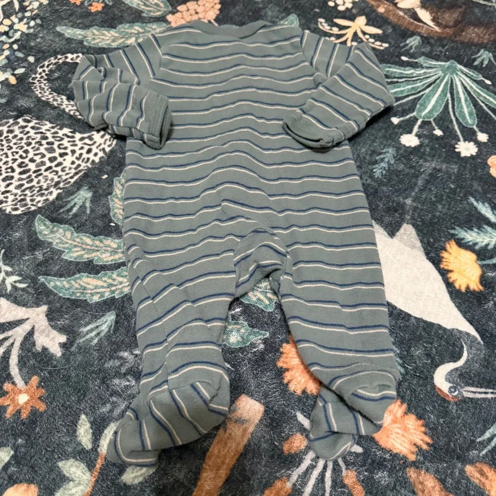 Carters Just One You Little Brother Striped Footed Sleeper Pajamas Blue Green 3M